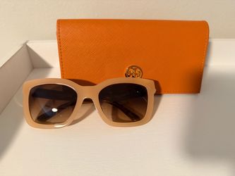 Tory Burch Women’s Square Sunglasses – Nude/Beige with Case