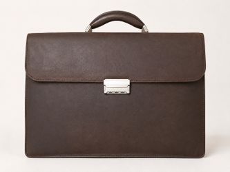 Swiss Mobility Milestone Leather Briefcase – Fits 15.6” Laptop – Cognac Brown
