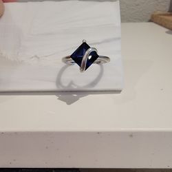 Stella Grace Sterling Silver Lab Created Sapphire Ring