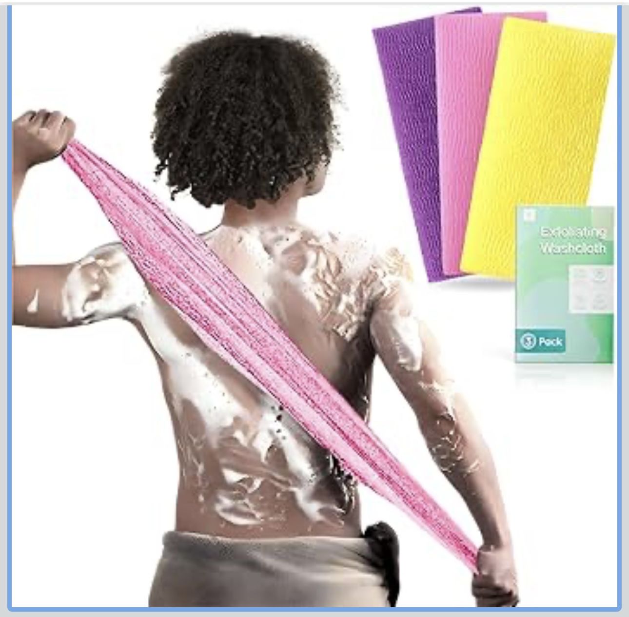 3 Pieces Exfoliating Washcloth Shower Towel African Net Sponge Japanese Wash Cloth Face Exfoliating Sponge Loofah Exfoliating Body Scrubber for Body E
