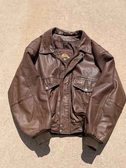Brown Leather Bomber Jacket