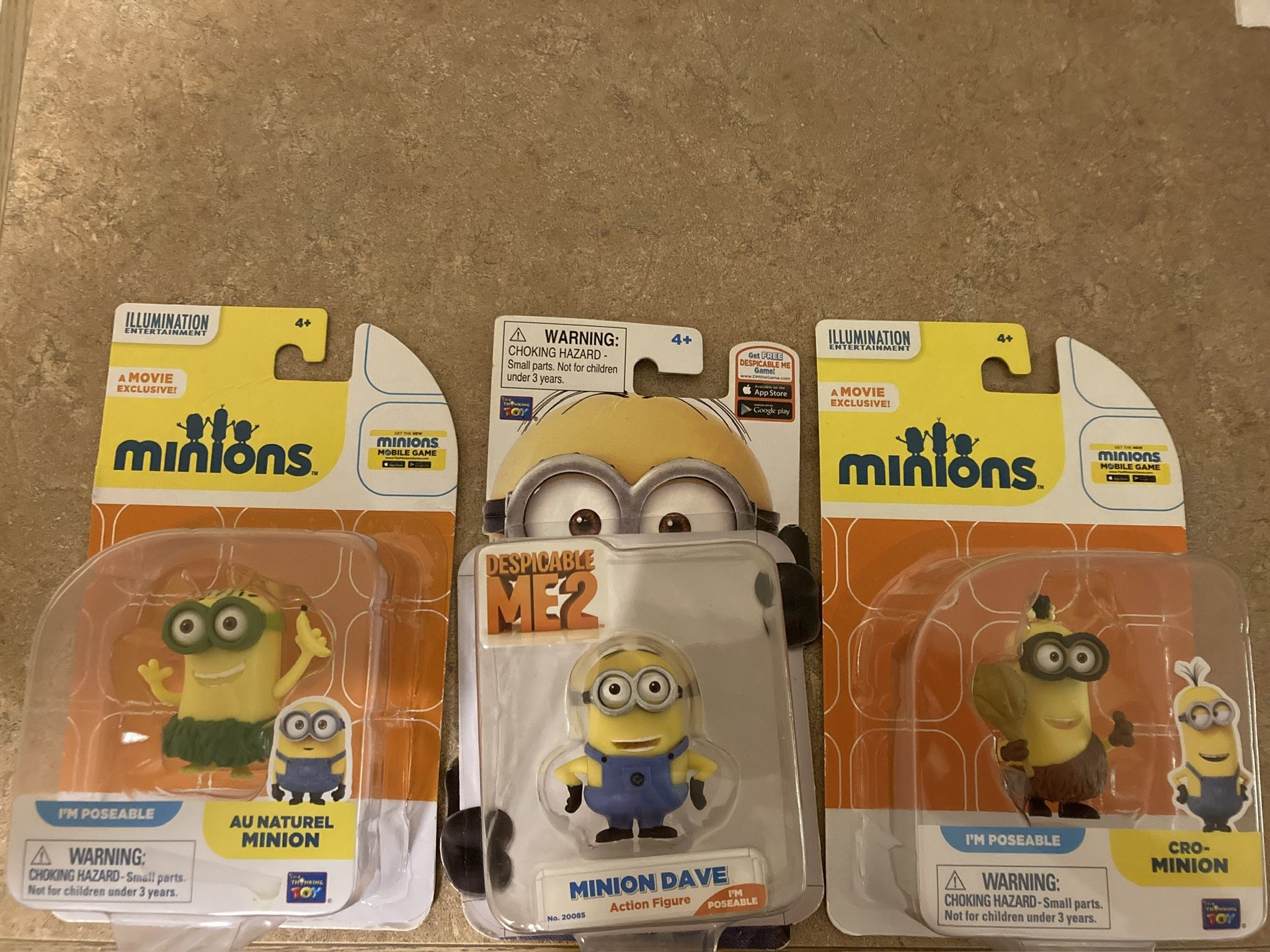 DESPICABLE ME 2 FIGURES SET OF 3 UNOPENED 