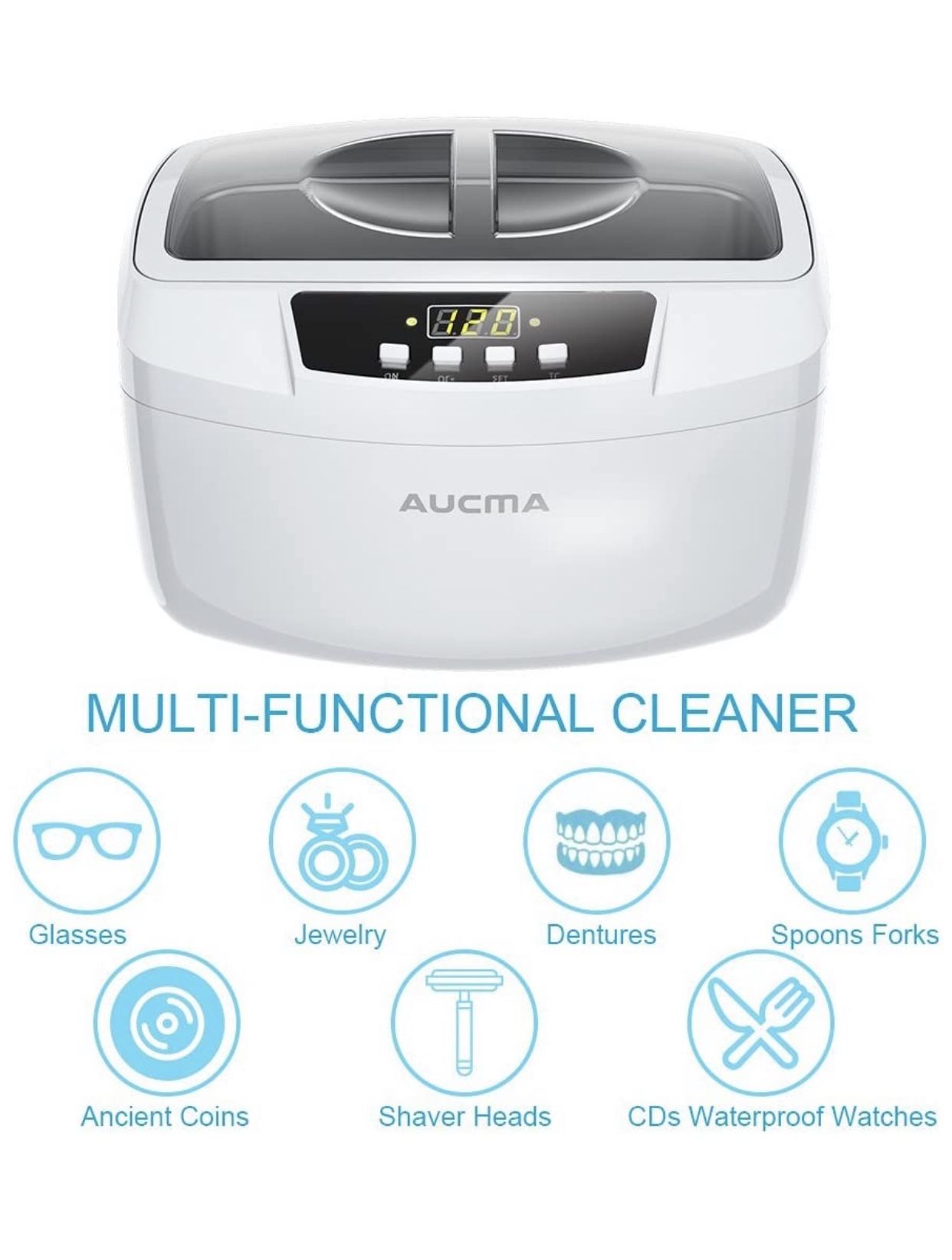 Ultrasonic Cleaner, Professional 160 Watts 2.5L Heated Ultrasonic Jewelry Cleaners Industrial Grade with Digital Timer for Home & Commercial (White)