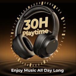 New In Box Active Noise Cancelling Headphones,2025New Over Ear with ENC Mic,HiFi Stereo Deep Bass,Wireless Lightweight,Bluetooth5.4Headset for Travel,