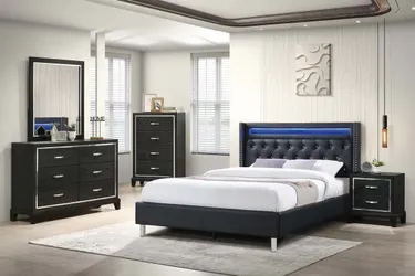 Queen Size Black led Bed with Orthopedic Mattress Included
