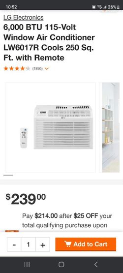 LG 6000 Btu Air Conditioner w/remote