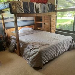 Solid Wood Twin And Full Sized Bunk Bed With Mattresses 