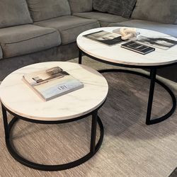 COFFEE TABLE NESTING TABLES WHITE