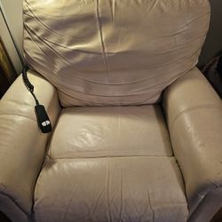 Electric Recliner With Power Leather - Beige