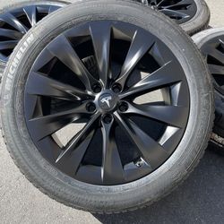 20” Tesla Model X Slipstream Original Wheels Michelin Tires New Satin Black 2016-2024