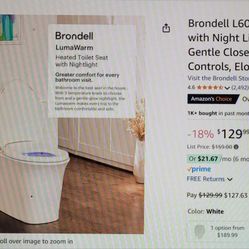 Brondell L60-EW LumaWarm Heated Toilet Seat With Night Light