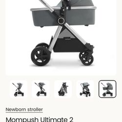 Mom Push Ultimate 2 Stroller and Bassinet Grey