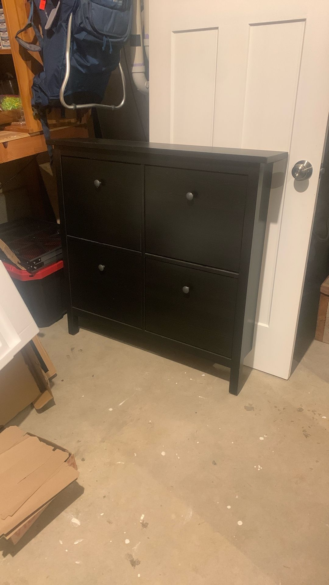 GULLABERG Shoe cabinet with 4 compartments, BLACK, 41 3/8x8 5/8x42 1/8 "