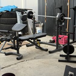 Bench Bar And Some Weights