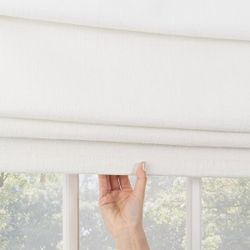 34.5" W x 48" H No Drill Cordless Roman Shades for Windows, Blackout Curtains In White
