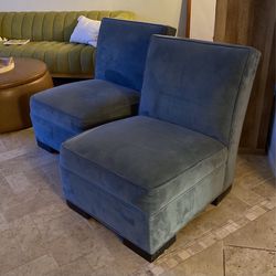Pair of microfiber Cushioned Chairs - Blue
