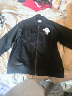 Black Bomber Jacket with Chest Patch