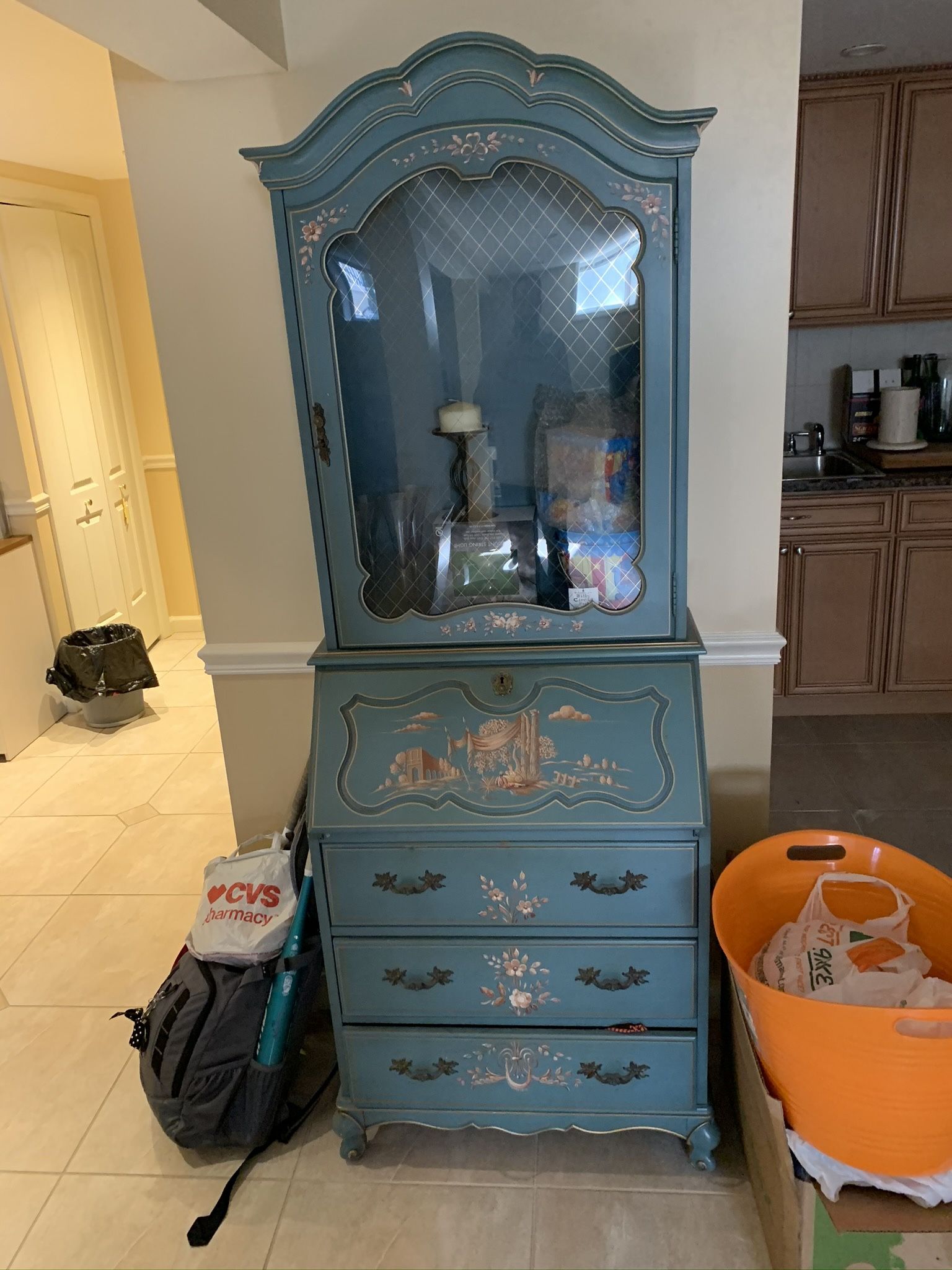 Antique Secretary, Desk, And Cabinet 