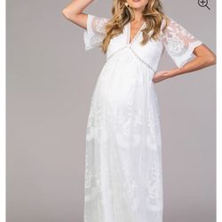 Pink blush Lace Maternity Dress 