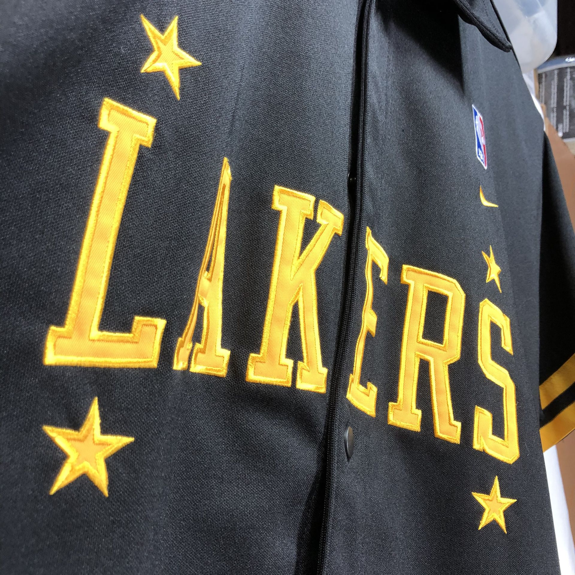 NBA, Jackets & Coats, Vintage Nba Pro Layer La Lakers Warmup Snap Button  Down Jacket Size Large