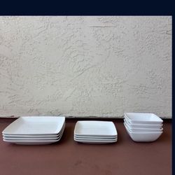 One New Set of Square Ceramic Plates And Bowls Dinnerware