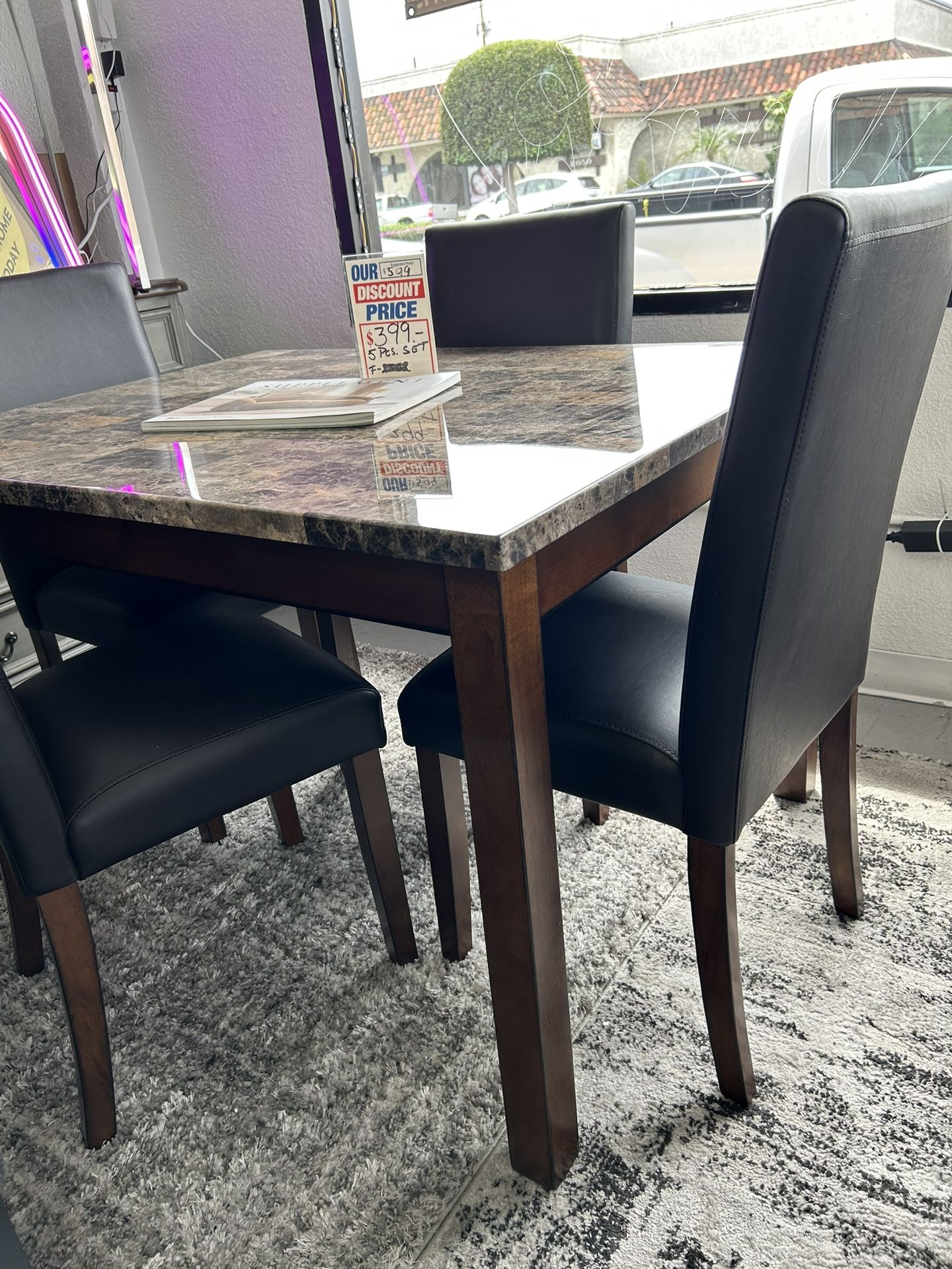 Dining Table Set Faux Marble