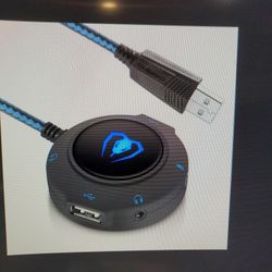 External Sound Card Audio Adapter With USB Ports And AUX