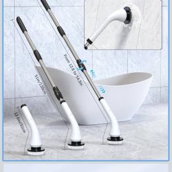 Aicuu Electric Spin Scrubber-Cordless Cleaning Brush with 8 Replaceable Brush Heads and Adjustable Extension Handle, Dual Speed Electric Spin Brush fo