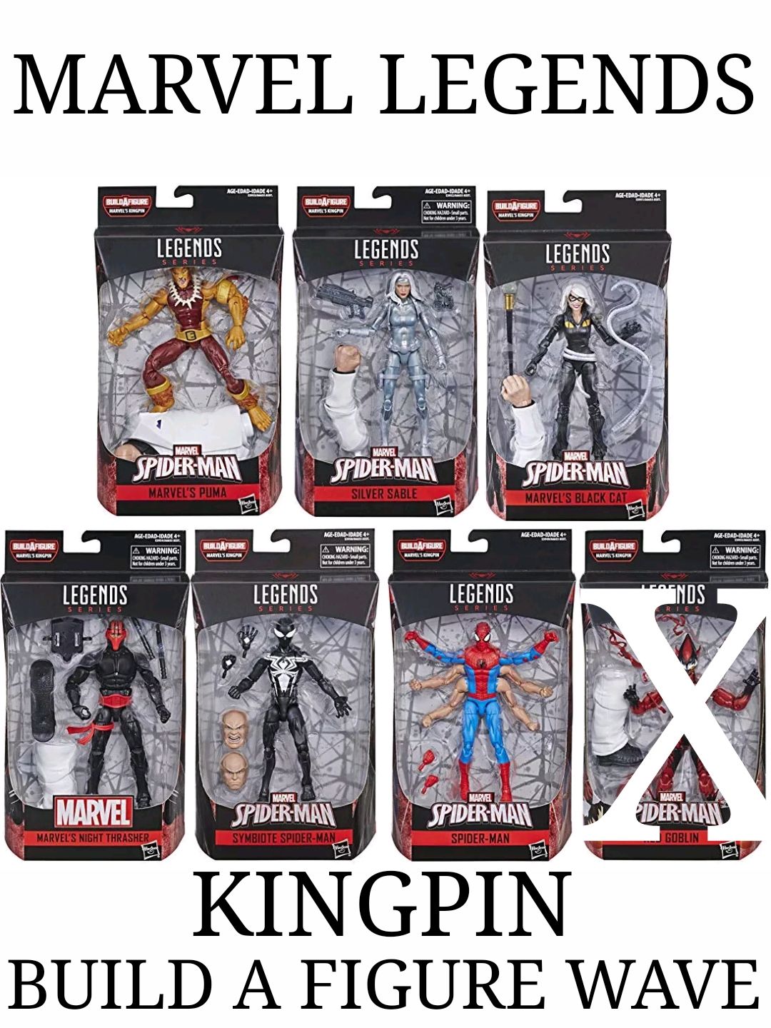 Marvel Legends Kingpin Build A Figure Wave Set of 6 ( Missing Red Goblin )