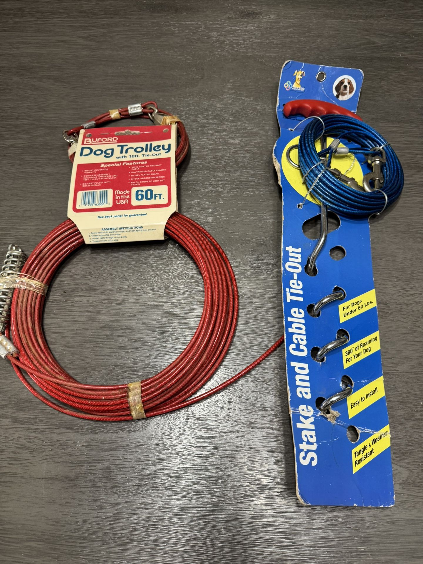 60 ft Vinyl-Coated Overhead Dog Trolley