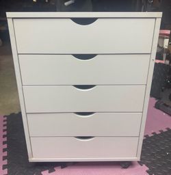 White 5-Drawer Rolling Storage Cabinet