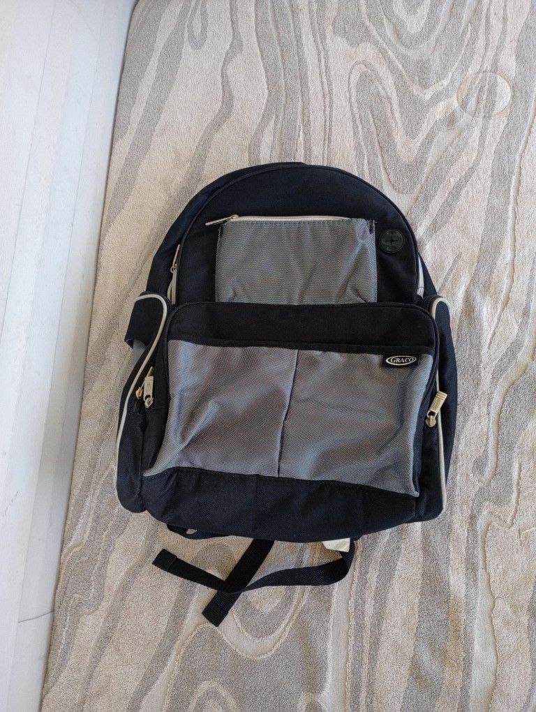 Graco Backpack Diaper Bag with Smart Organizer System, Black/Gray