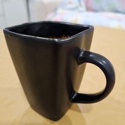 New, never used square stoneware cup, good size with comfy handle.