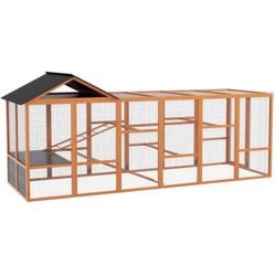PawHut Wooden Chicken Coop Run
