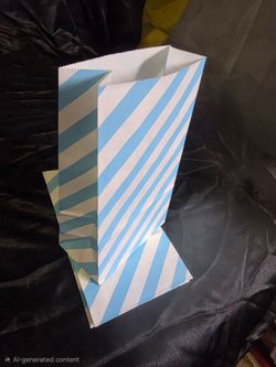 Striped Candy Party Favor Paper Bags Light Blue and Red Available