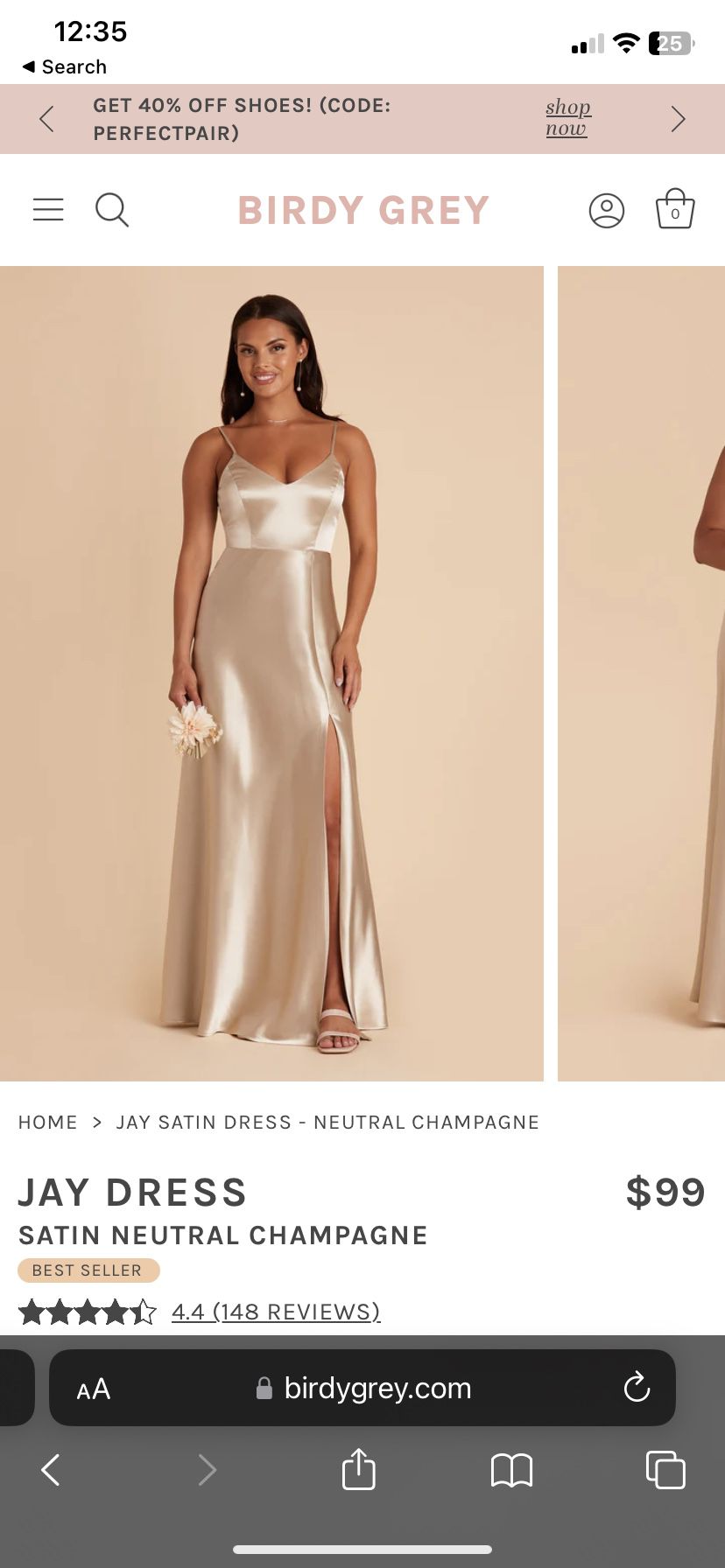 Birdy Grey Satin neutral Champagne Bridesmaids Dress 