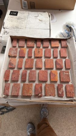 Cle Tile Lapidary Rough Cut Mosaic Tile in Red Travertine 13 square feet - BRAND NEW!
