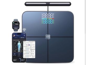 Smart Scale, 8-Electrode Larger Platform Digital Scale for Weight Fat BMI 50 Body Composition Measurement, Bluetooth & Wi-Fi Digital Bathroom Scale, R