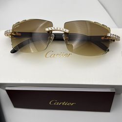 Cartier Big C Diamond Cut VVS Hennessey White Buffalo Glasses