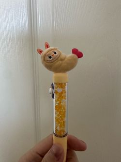 Cute Labubu style Holding Heart Crystal Floating Ball Pen | Kawaii Collectible | New
