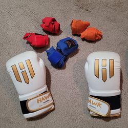 16 Oz Weighted  Boxing Gloves with Handwraps