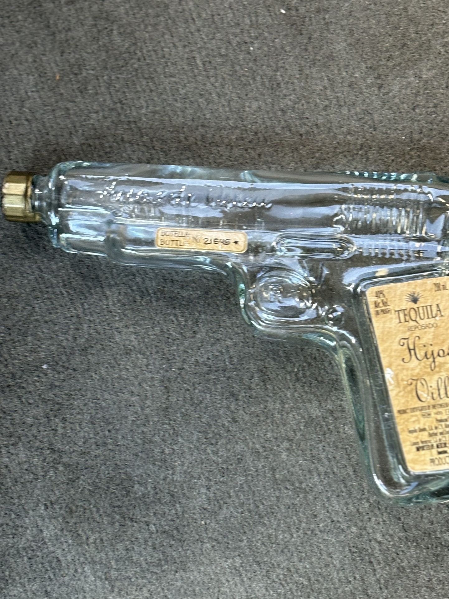 Hijos de Villa Tequila Empty 9mm Gun Shaped Bottle