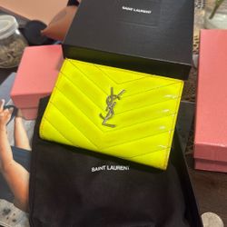 Yves Saint Laurent Neon Yellow Wallet 