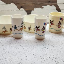Vintage Disneyland Cups and Bowls Plastic DEKA mickey Mouse Walt Disney World 