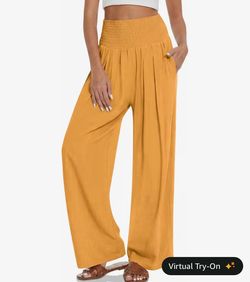 Women Wide Leg Casual Pants High Waist Palazzo Pants Summer Lounge Trousers with Pockets Medium