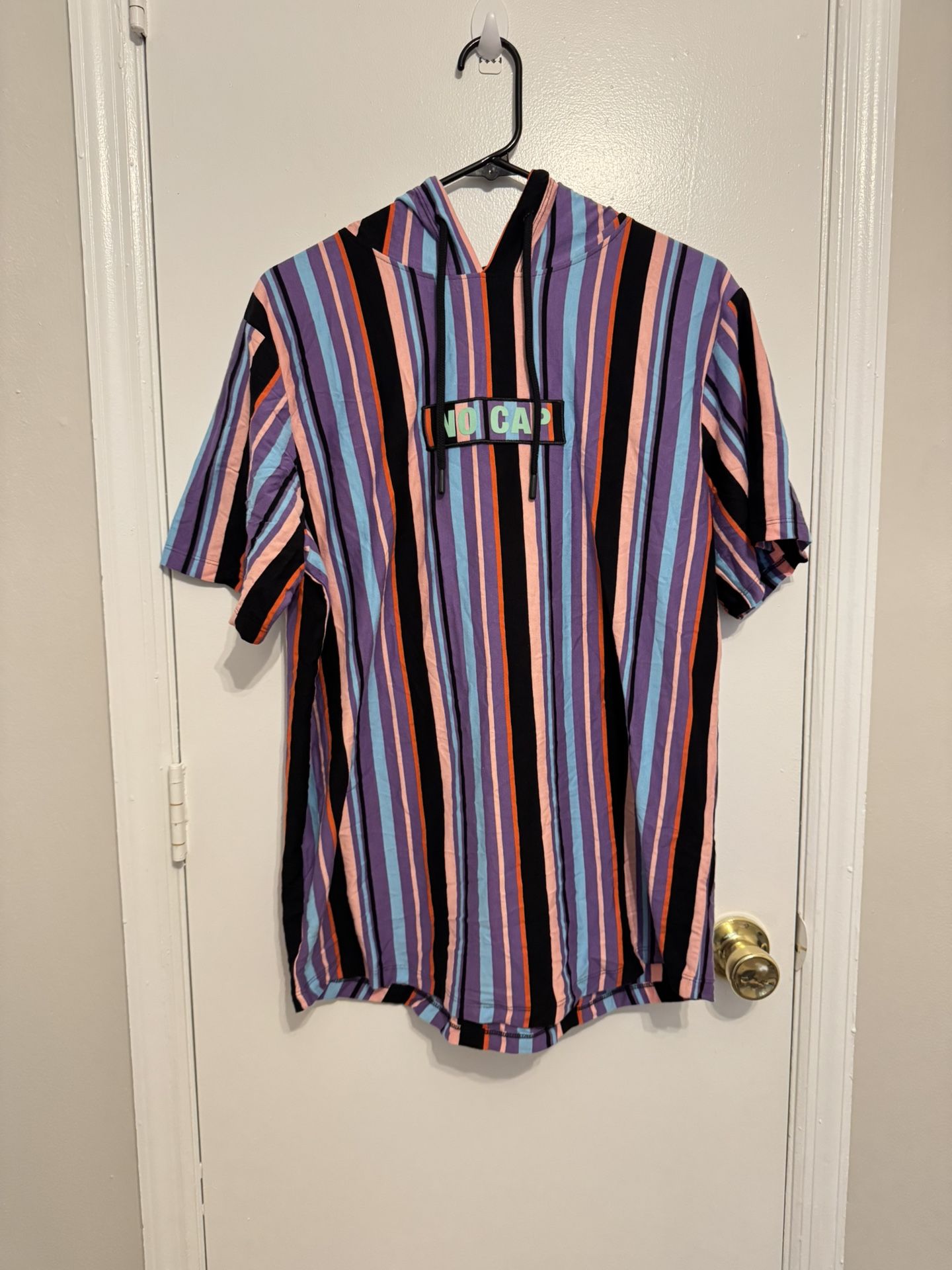 “ No Cap” Striped Hoodie Shirt Size M