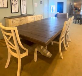 Farmhouse Dining Table🍽️6 Chairs🪑Same Day Delivery🚚