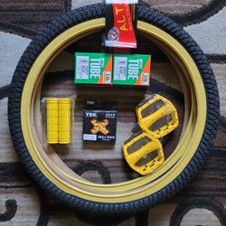 NEW Bicycle Bmx Parts Bundle 20" Yellow