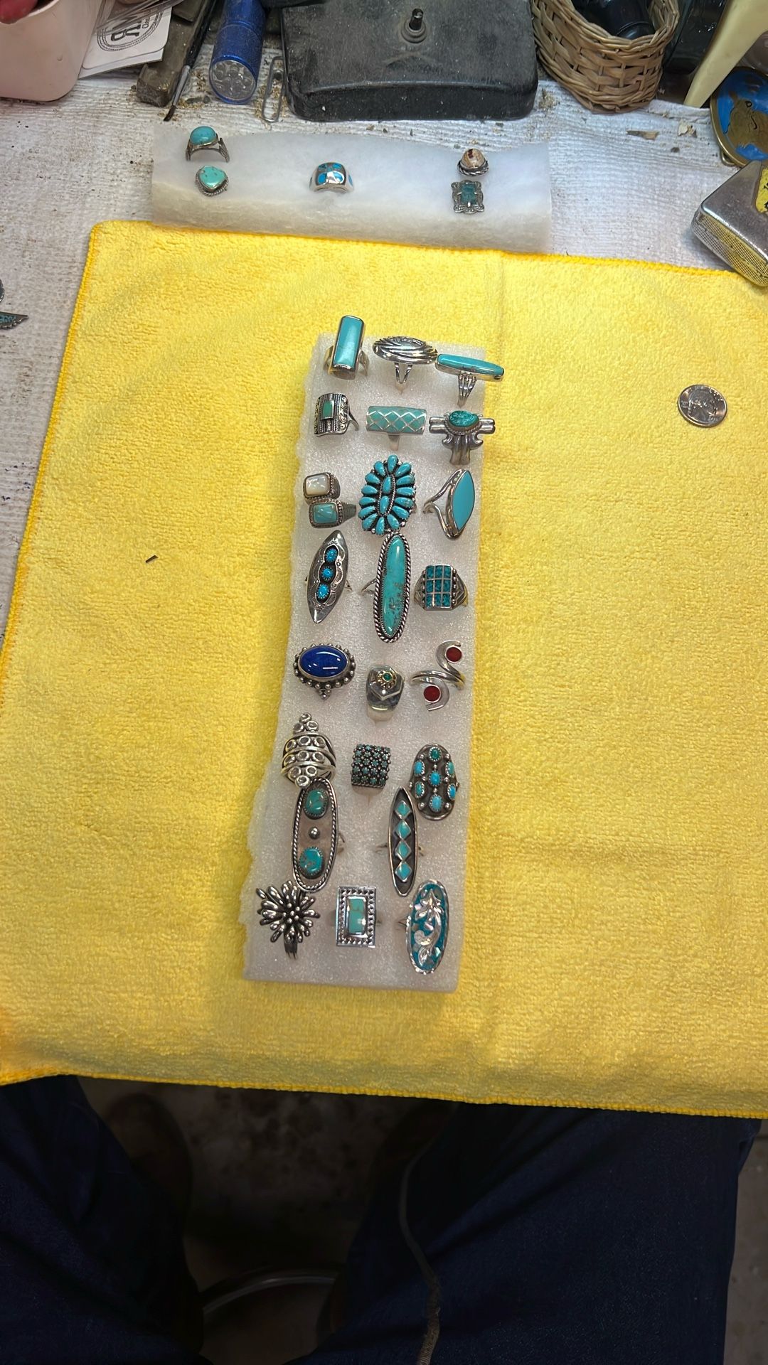23 assortment of silver and turquoise rings very nice quality rings Various Prices Text Ring You Like To Me For Information On It