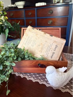 Vintage Cedar Wood Keepsake Box